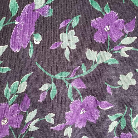 LL Bean Maxi Dress Modest Womens Size Large Floral Black Cotton Farmhouse - Picture 4 of 9